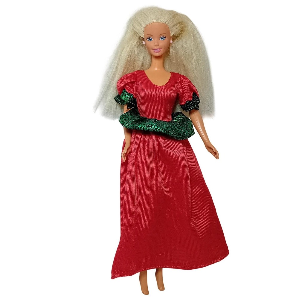 1997 Mattel‎ Twirlin Makeup Barbie Redressed Red Dress Crimped Hair Kidcore Doll
